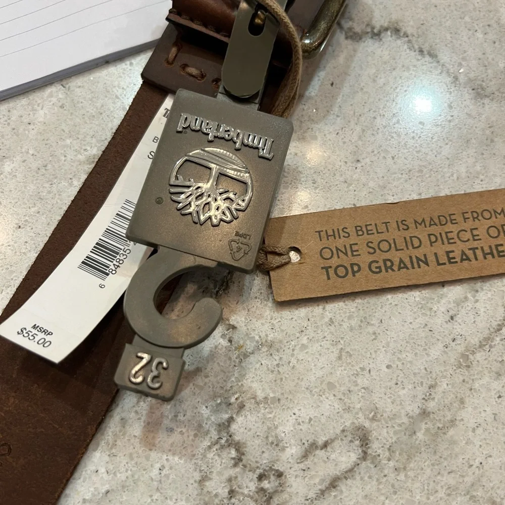 Timberland Top Grain Leather Belt Size 32 NWT - Picture 3 of 7